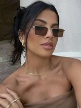 paire de lunettes de soleil unisexes rectangulaires en métal marron L’Art des Vêtements