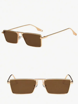 paire de lunettes de soleil unisexes rectangulaires en métal marron L’Art des Vêtements