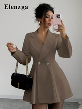 Elenzga Manteau en laine casual à double boutonnage, col cranté, manches longues pour femme L’Art des Vêtements