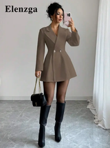 Elenzga Manteau en laine casual à double boutonnage, col cranté, manches longues pour femme L’Art des Vêtements