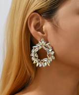 1 paire Boucles D'oreilles En Forme Géométrique À Strass Incrusté L’Art des Vêtements