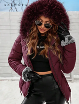 Anewsta Manteau rembourré à capuche avec fermeture éclair, manche longue pour femme L’Art des Vêtements