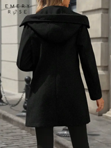 EMERY ROSE Manteau oversize croisé à capuche pour femmes L’Art des Vêtements