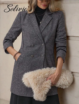 Solivie Manteau long élégant à double boutonnage et manches longues en couleur unie pour femme L’Art des Vêtements