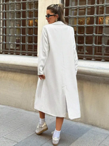 Manteau femme de couleur unie, manteau trench à boutons sur le devant, fausses poches L’Art des Vêtements