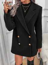 EMERY ROSE Nouveau manteau décontracté et élégant à col cranté, manches longues pour femme L’Art des Vêtements
