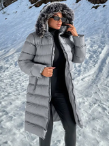 Manteau d'hiver matelassé à double fermeture éclair avec fourrure synthétique doublée L’Art des Vêtements