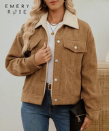 EMERY ROSE Veste décontractée en velours côtelé pour femmes L’Art des Vêtements