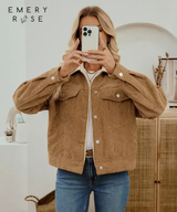 EMERY ROSE Veste décontractée en velours côtelé pour femmes L’Art des Vêtements