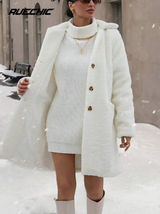 RueChic Veste d'hiver à couleur unie, avec poches, boutons pour femme L’Art des Vêtements