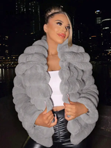 este décontractée à manches longues, col cranté, en couleur unie et moelleuse pour femme L’Art des Vêtements