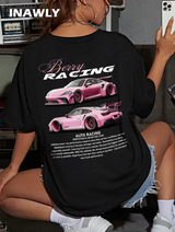 INAWLY T-shirt à manches courtes avec imprimé graphique automobile décontracté pour fille L’Art des Vêtements