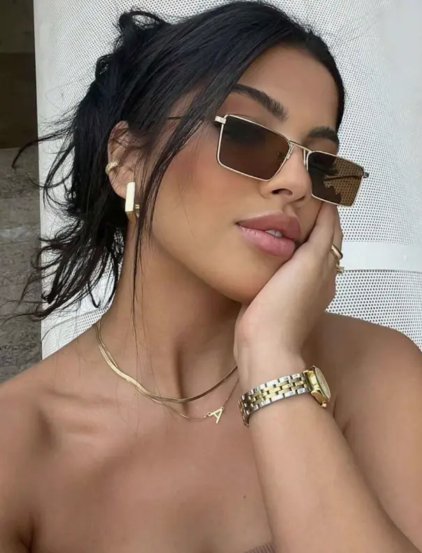 paire de lunettes de soleil unisexes rectangulaires en métal marron L’Art des Vêtements