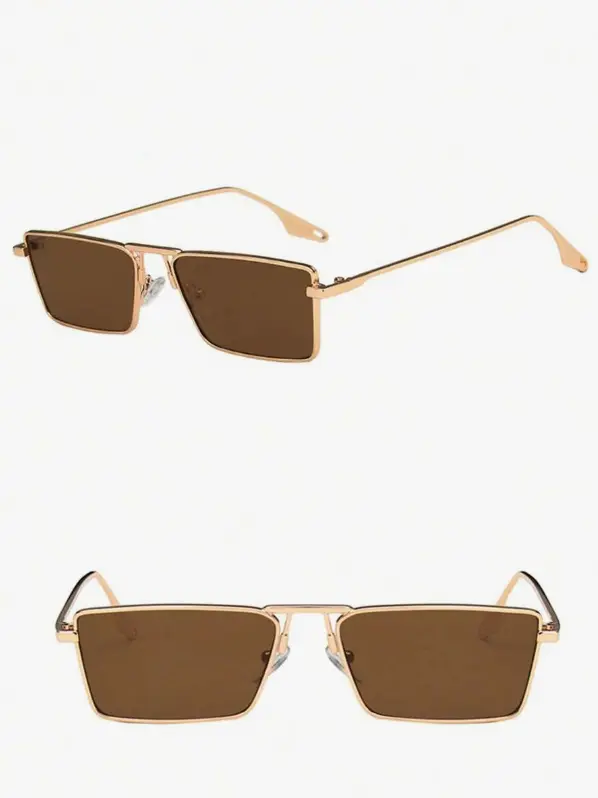 paire de lunettes de soleil unisexes rectangulaires en métal marron L’Art des Vêtements