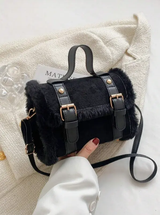 Sac bandoulière petit et pour femme, sac à main chic avec bord en fourrure L’Art des Vêtements