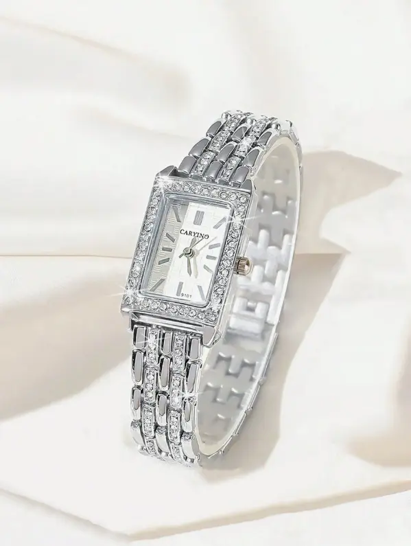 Montre-bracelet élégante et de luxe avec bracelet orné de diamants et de perles pour femmes L’Art des Vêtements