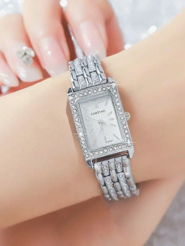 Montre-bracelet élégante et de luxe avec bracelet orné de diamants et de perles pour femmes L’Art des Vêtements