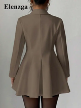 Elenzga Manteau en laine casual à double boutonnage, col cranté, manches longues pour femme L’Art des Vêtements