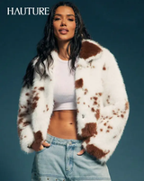 Hauture Manteau court à manches longues avec col en fausse fourrure pour femmes L’Art des Vêtements