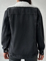 Veste en jean doublée en teddy avec col Borg pour femme L’Art des Vêtements