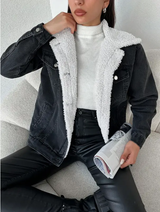 Veste en jean doublée en teddy avec col Borg pour femme L’Art des Vêtements