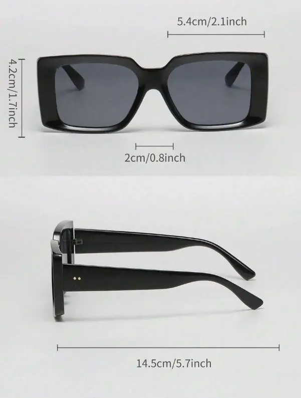 Lunettes de mode noires rectangulaires rétro, monture en plastique classique pour femmes L’Art des Vêtements