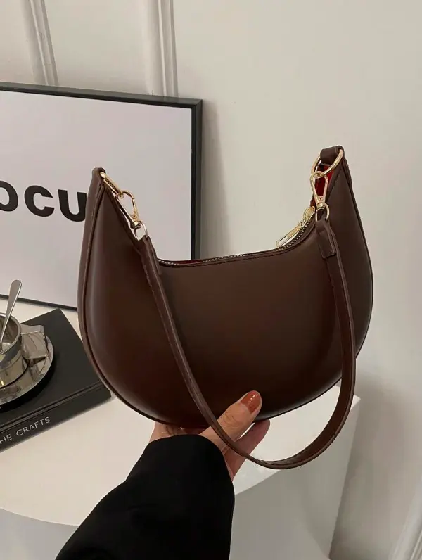 Sac à bandoulière en PU de couleur brun café - Femme L’Art des Vêtements