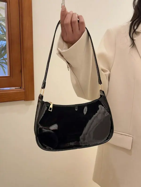 Sac à bandoulière minimaliste de couleur unie avec fermeture éclair L’Art des Vêtements