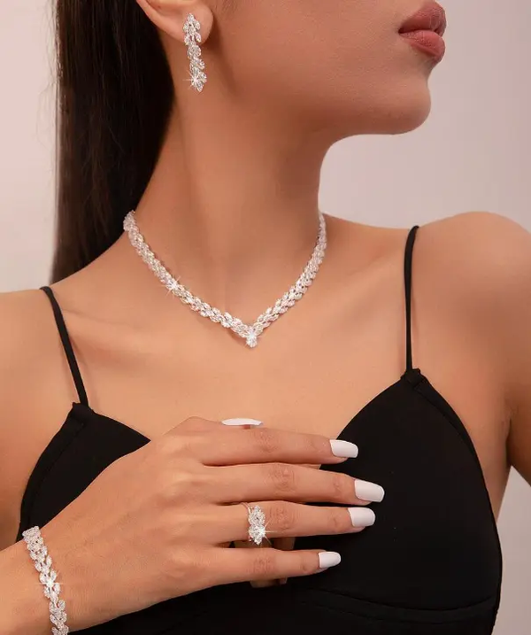 Ensemble de 5 pièces bijoux de mariage de luxe haut de gamme et élégant pour femmes L’Art des Vêtements