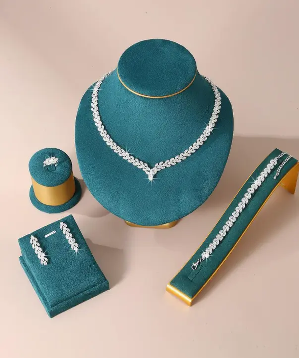 Ensemble de 5 pièces bijoux de mariage de luxe haut de gamme et élégant pour femmes L’Art des Vêtements