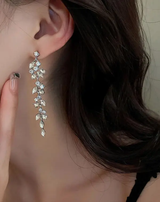 Boucles D'oreilles À Strass Feuille pour femme L’Art des Vêtements