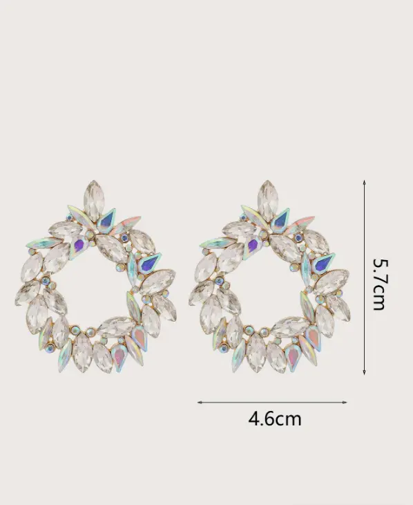 1 paire Boucles D'oreilles En Forme Géométrique À Strass Incrusté L’Art des Vêtements