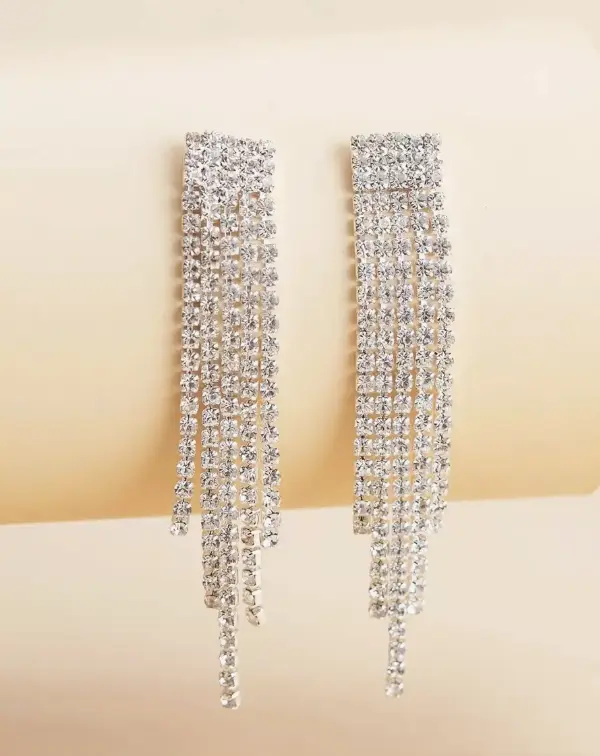 Boucles d'oreilles à strass à franges L’Art des Vêtements