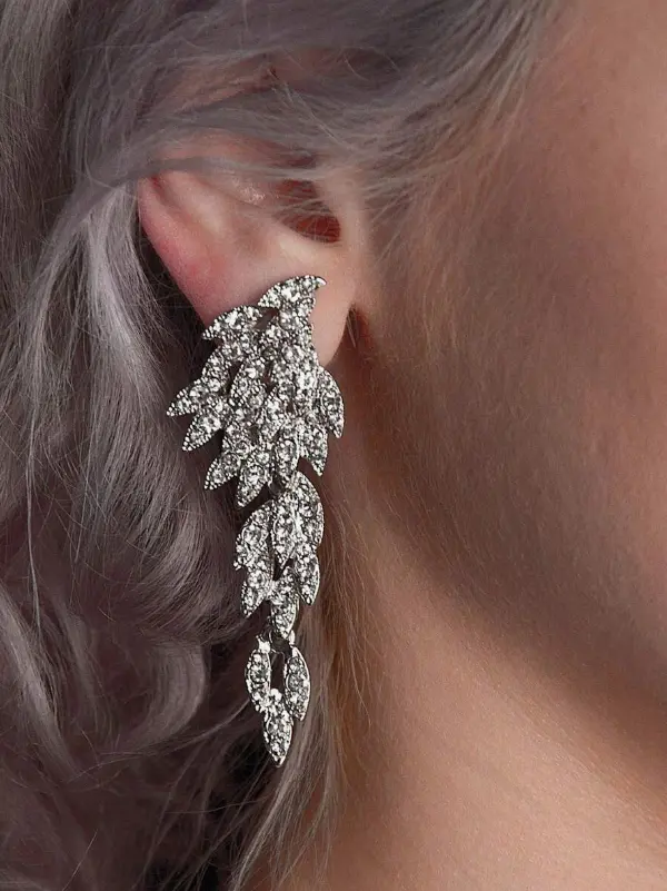 paire de boucles d'oreilles en cristal strass, convenant aux femmes L’Art des Vêtements