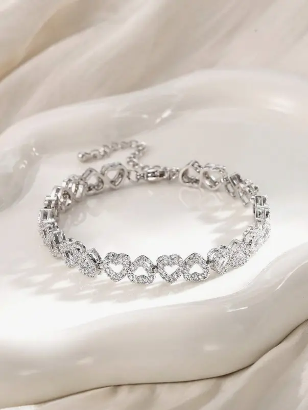 pièce Bracelet ajustable en forme de cœur avec zirconium cubique de luxe L’Art des Vêtements