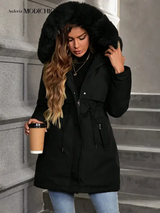 Aveloria Modichic Manteau matelassé avec capuche à col en fausse fourrure pour femme L’Art des Vêtements