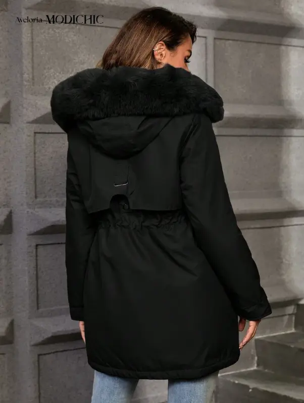 Aveloria Modichic Manteau matelassé avec capuche à col en fausse fourrure pour femme L’Art des Vêtements