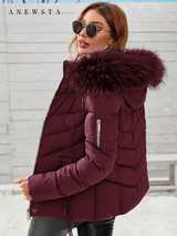 Anewsta Manteau rembourré à capuche avec fermeture éclair, manche longue pour femme L’Art des Vêtements