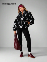 Missguided x Playboy Manteau zippé oversize avec imprimé lapin pour femme L’Art des Vêtements