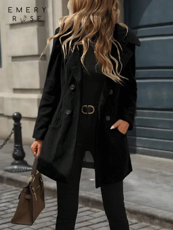 EMERY ROSE Manteau oversize croisé à capuche pour femmes L’Art des Vêtements