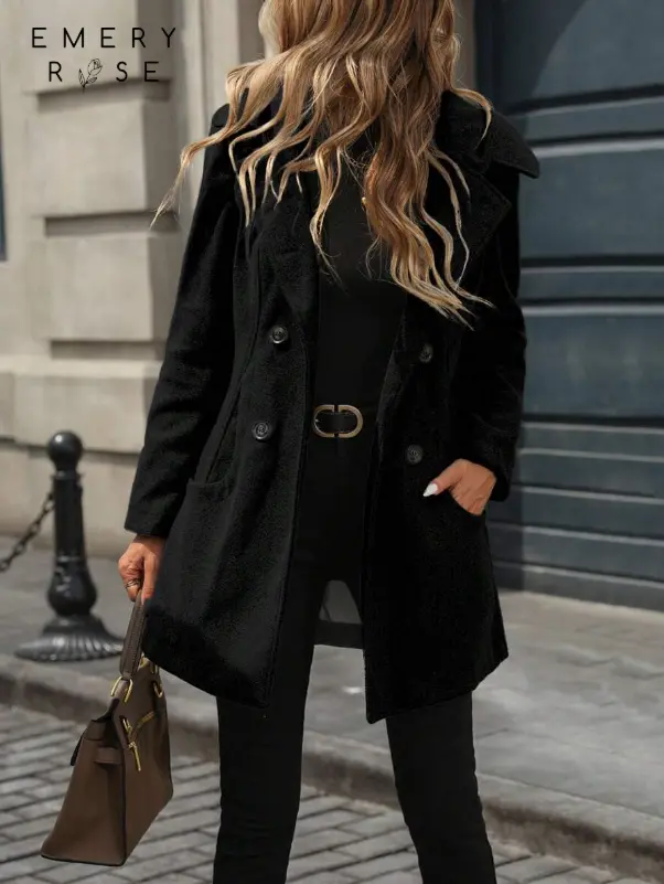 EMERY ROSE Manteau oversize croisé à capuche pour femmes L’Art des Vêtements