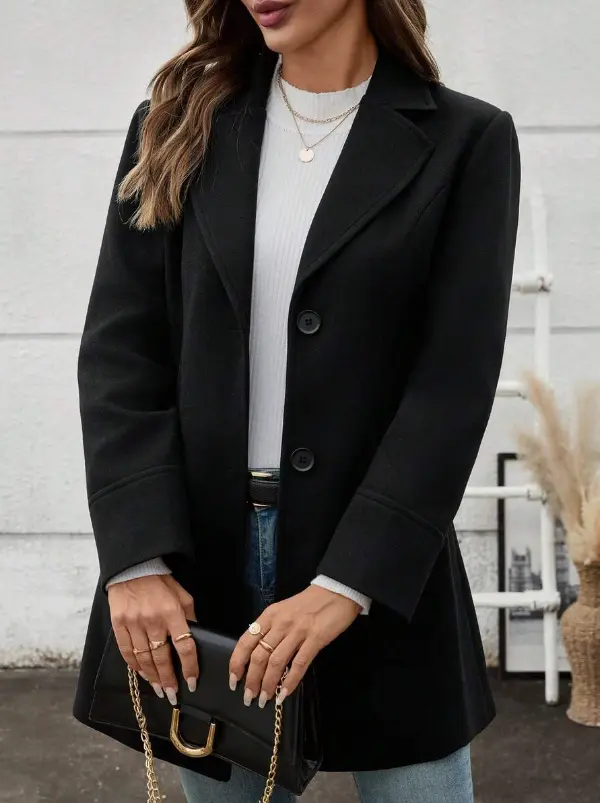Manteau long élégant pour femmes avec col châle, simple boutonnage L’Art des Vêtements