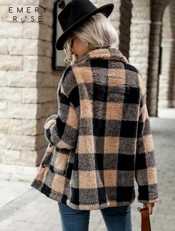 EMERY ROSE Manteau à carreaux pour femme L’Art des Vêtements