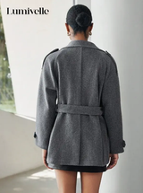 Lumivelle Manteau gris, manteau pour femme, manteau court gris foncé décontracté L’Art des Vêtements
