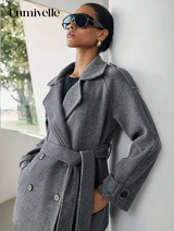 Lumivelle Manteau gris, manteau pour femme, manteau court gris foncé décontracté L’Art des Vêtements