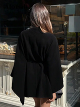 Aloruh Manteau en mélange de laine à col montant, manches chauve-souris et taille cintrée pour femmes L’Art des Vêtements