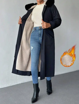 Manteau avec col amovible en fourrure et capuche doublée pour femme L’Art des Vêtements