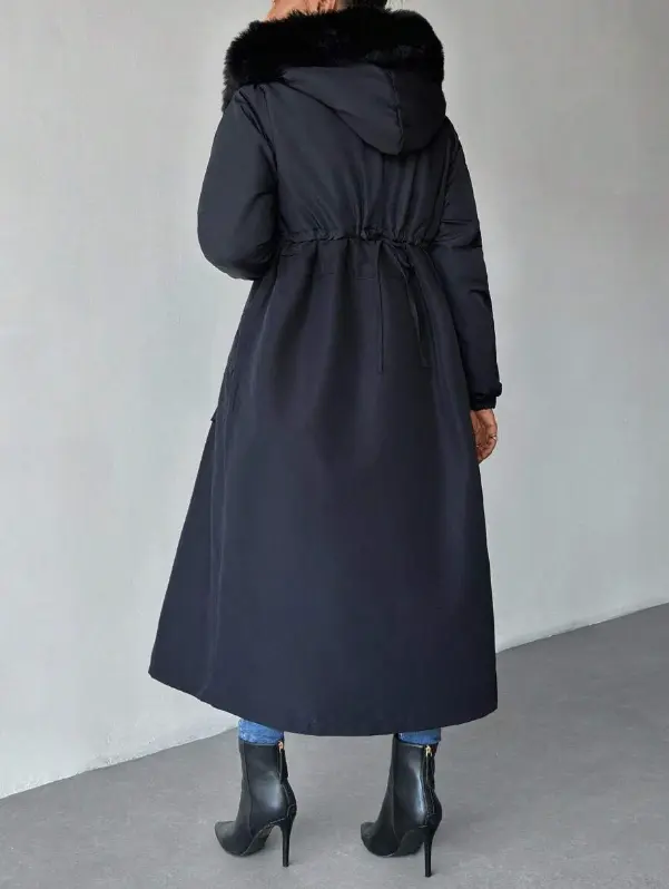 Manteau avec col amovible en fourrure et capuche doublée pour femme L’Art des Vêtements