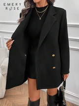 EMERY ROSE Nouveau manteau décontracté et élégant à col cranté, manches longues pour femme L’Art des Vêtements