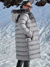 Manteau d'hiver matelassé à double fermeture éclair avec fourrure synthétique doublée L’Art des Vêtements